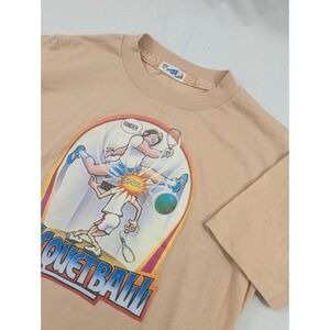 VTG 70s ROACH RACQUETBALL CARTOON  T-Shirt Single Stitch Sz L Funny Munsingwear